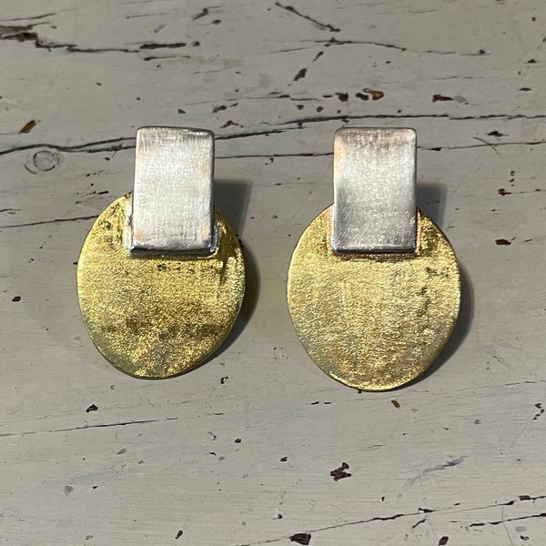 Brass and silver earrings