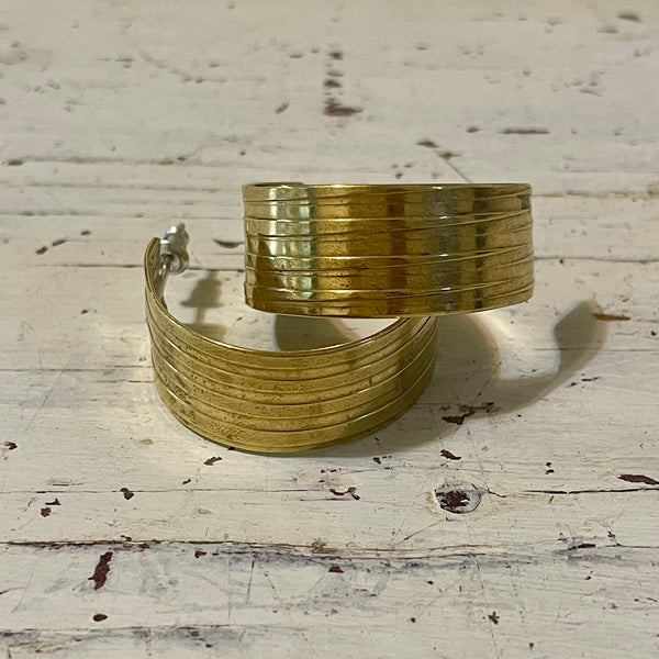 HALF CRESCENT BRASS HOOPS