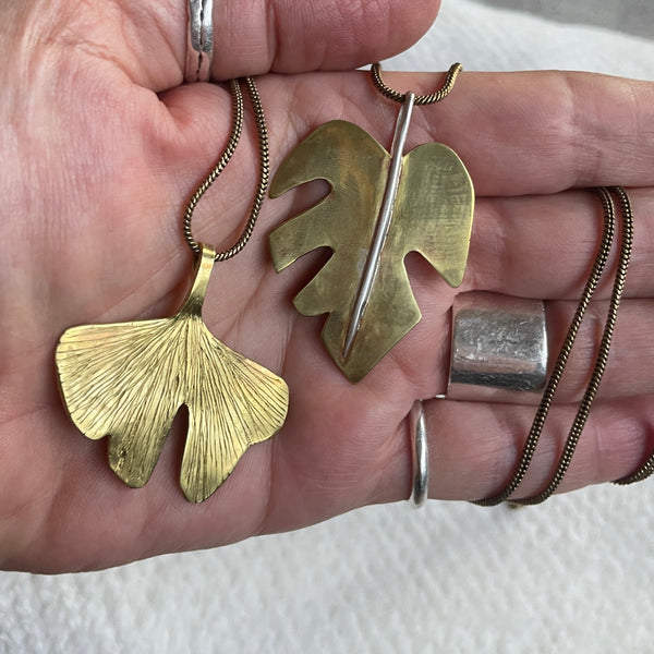 Brass Gingko leaf pendant