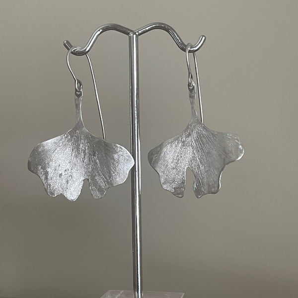 Silver Ginkgo Earrings