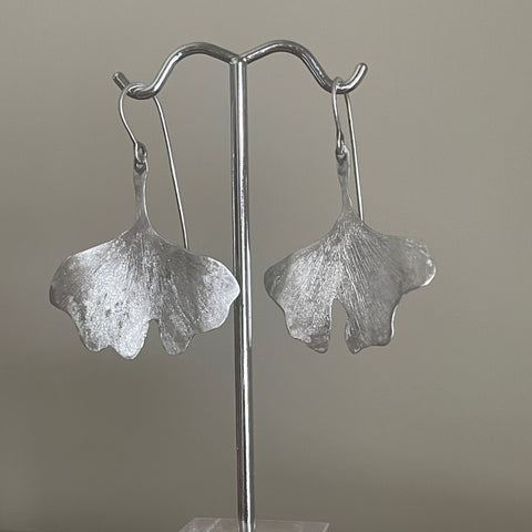 Silver Ginkgo Earrings
