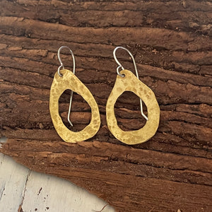Tear shape brass earrings