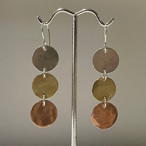Mixed metal dangling earrings