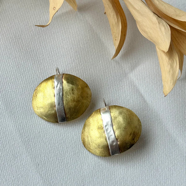 Brass with silver earrings