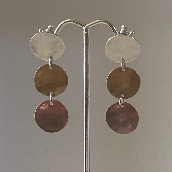 Mixed metal dangling earrings