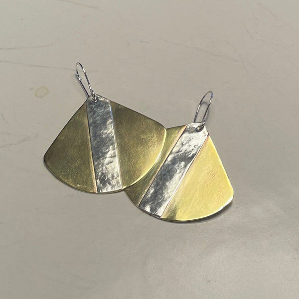 Brass with silver earrings