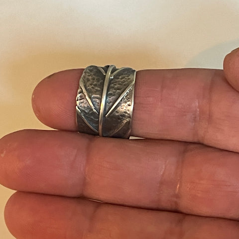 Sage leaf silver ring