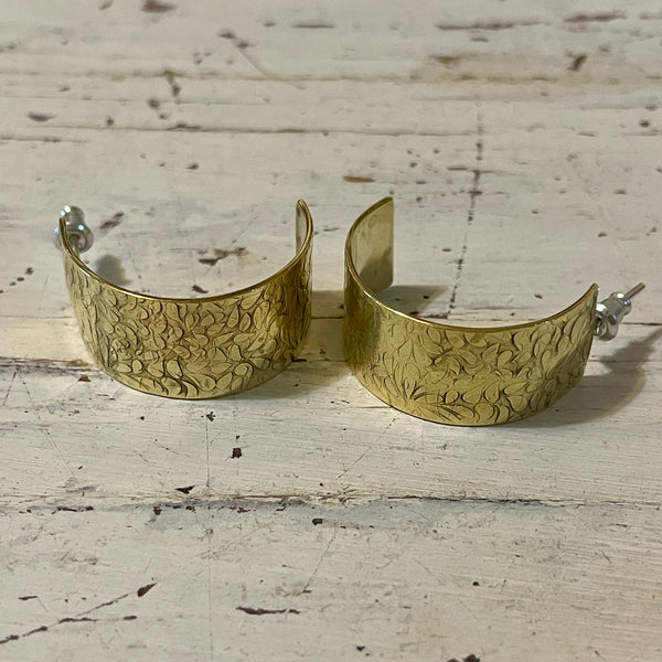 HALF CRESCENT BRASS HOOPS