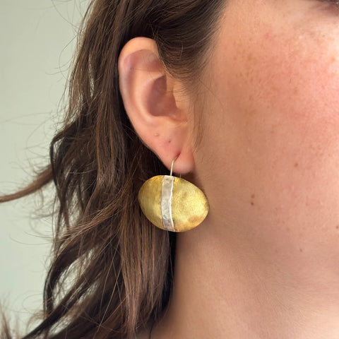 Brass with silver earrings