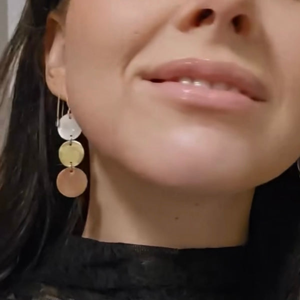 Mixed metal dangling earrings