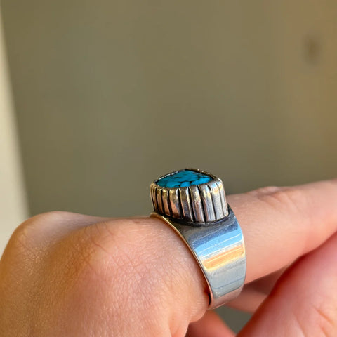 TURQUOISE CASTELLATED RING