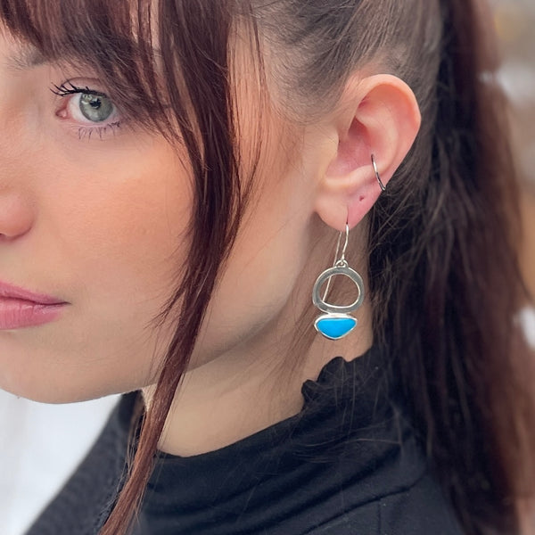 Asymetrical earrings with turquoise