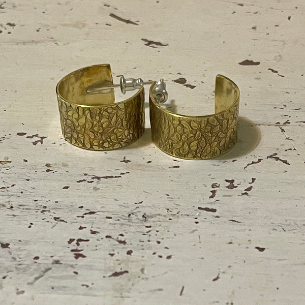 HALF CRESCENT BRASS HOOPS