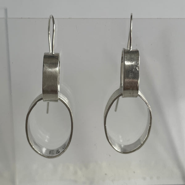 2 link silver earrings