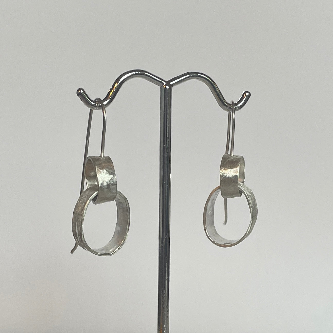 2 link silver earrings