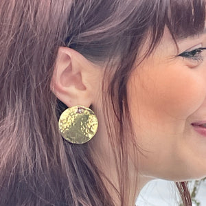 Brass disc earrings