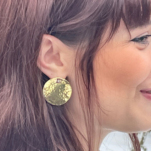 Brass disc earrings