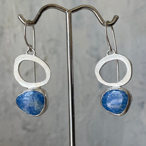 Asymmetrical Sodalite and silver earrings