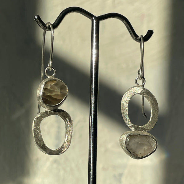 Moonestone and silver earrings