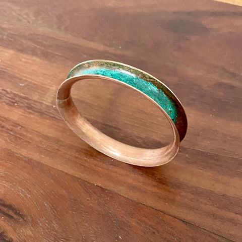 COPPER BRACELET WITH BLUE PATINA