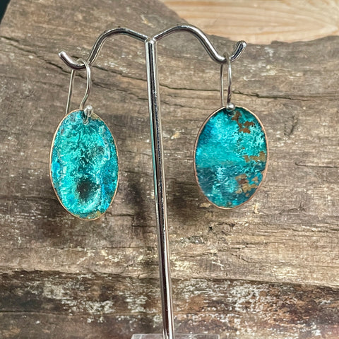 COPPER PATINA OVAL EARRINGS