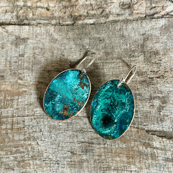 COPPER PATINA OVAL EARRINGS