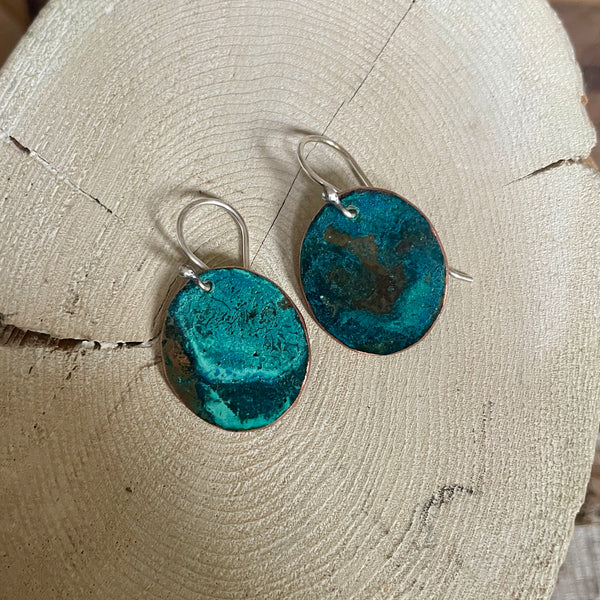COPPER PATINA OVAL EARRINGS