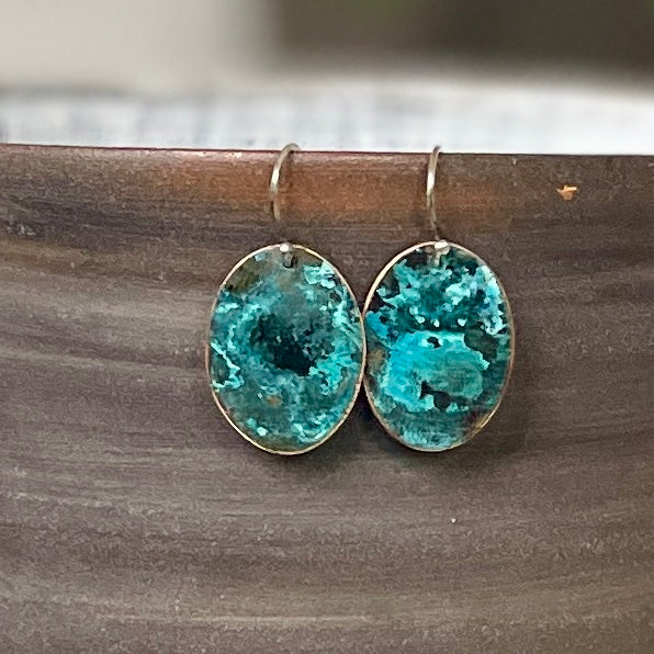 COPPER PATINA OVAL EARRINGS