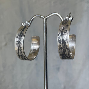 Textured silver hoops