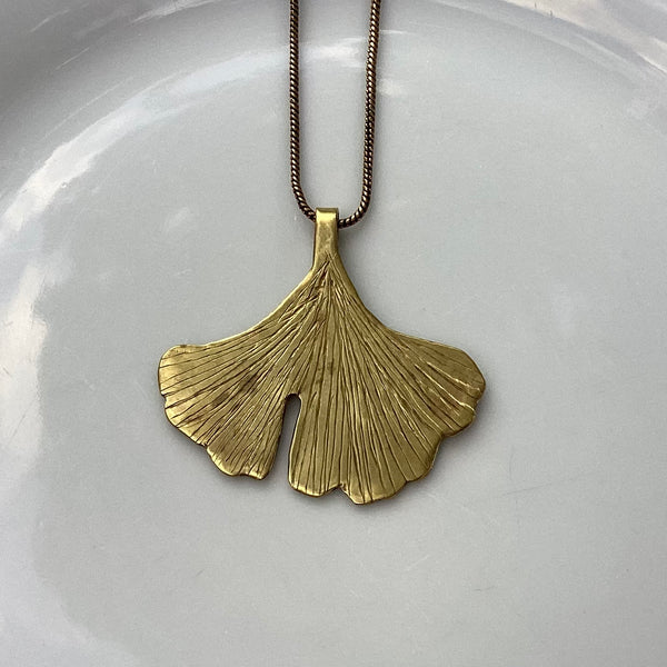 Brass Gingko leaf pendant