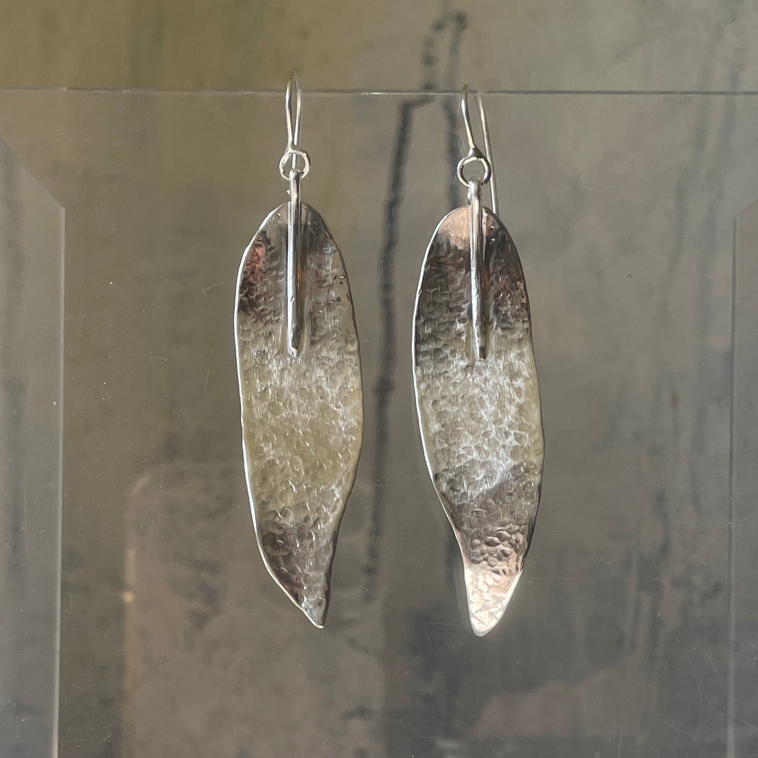 Silver sage leaf earrings
