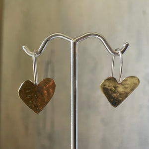 Little brass heart earrings