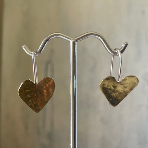 Little brass heart earrings