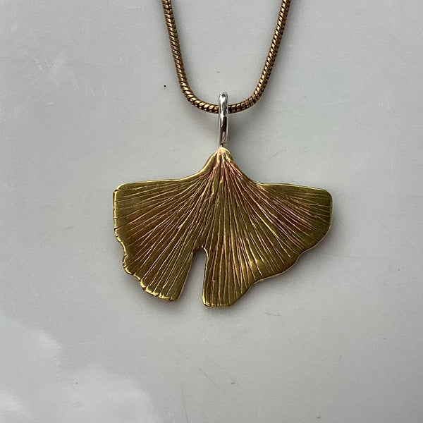 Brass Gingko leaf pendant