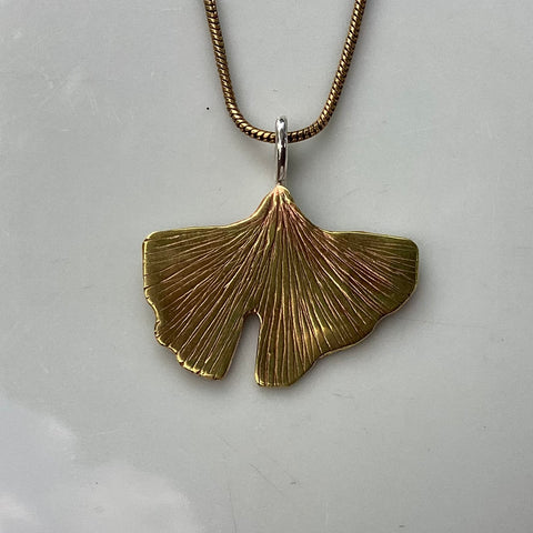 Brass Gingko leaf pendant