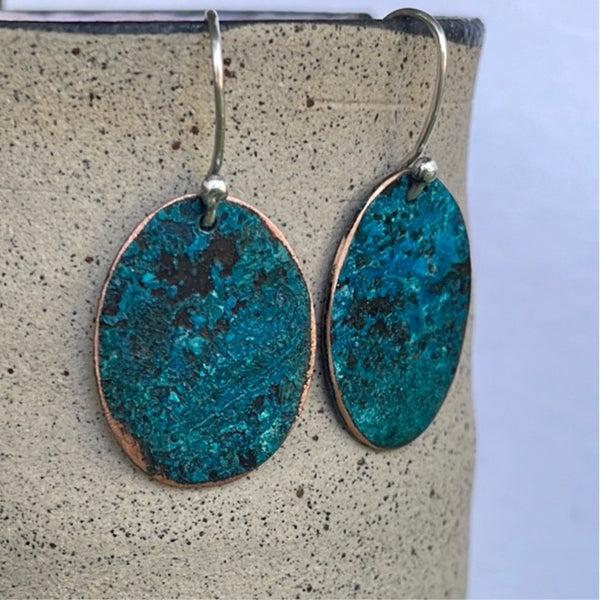 Copper patina earrings