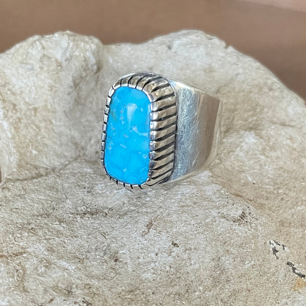 Turquoise with designed bezel ring