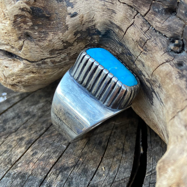 Turquoise with designed bezel ring