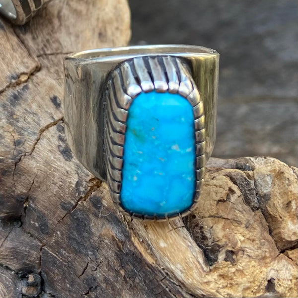 Turquoise with designed bezel ring