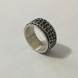 Hand made weaved wire silver ring 
