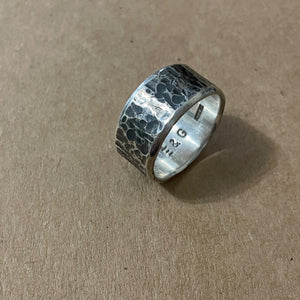Textured thick silver ring