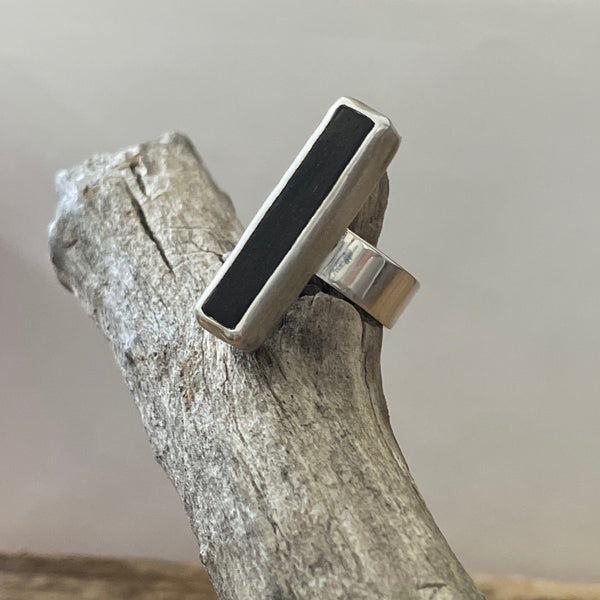Rosewood and silver ring.