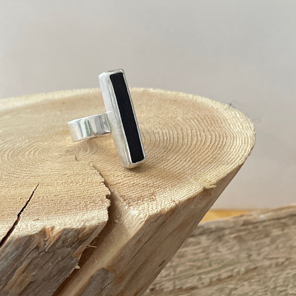 Rosewood and silver ring.