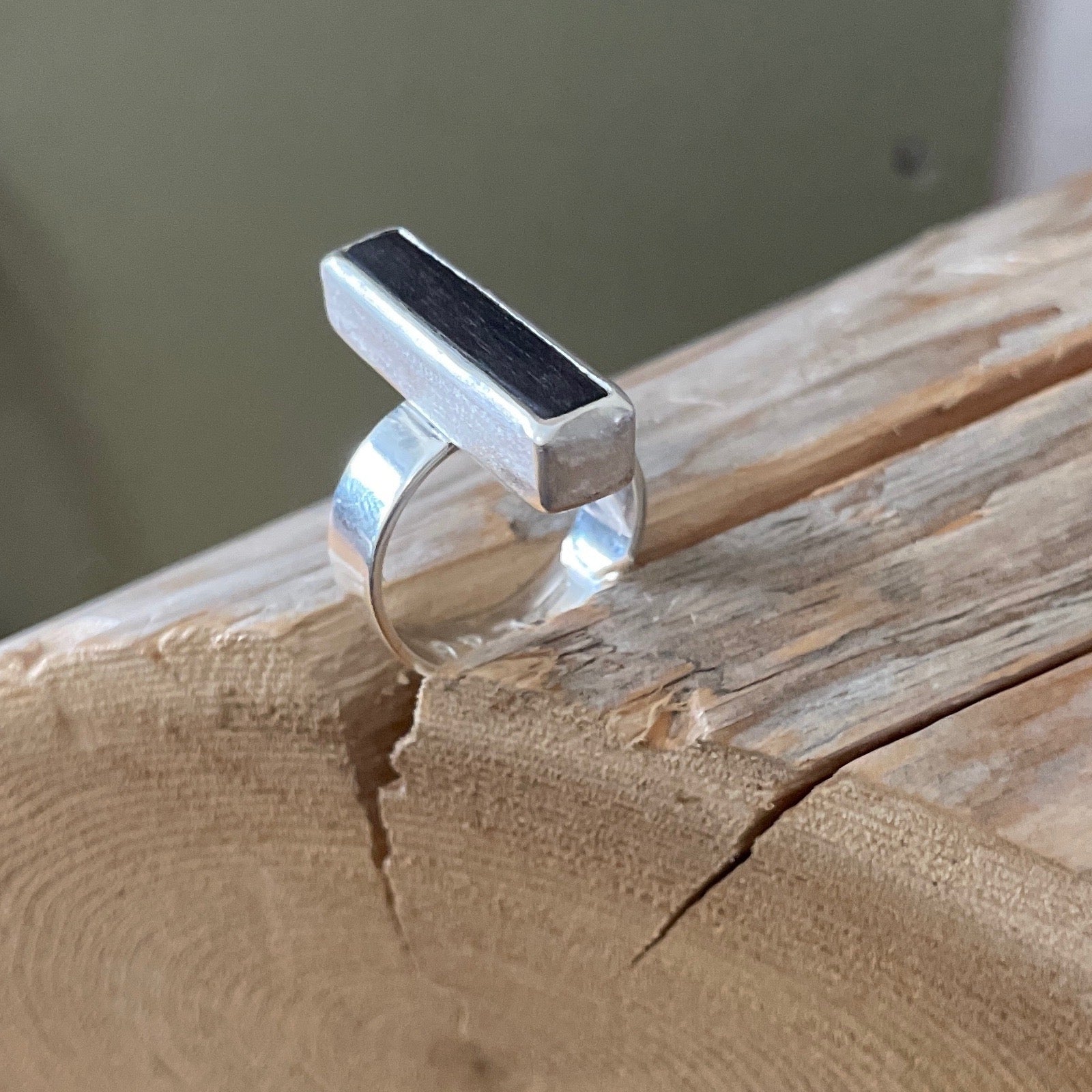Rosewood and silver ring.