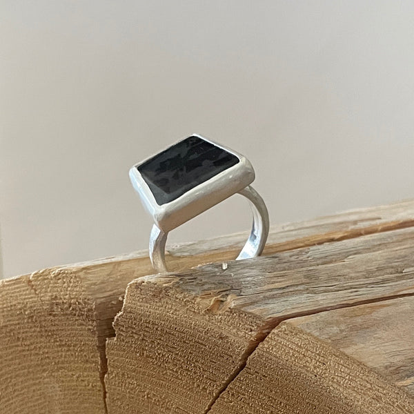 SILVER WITH BLACK ONYX RING