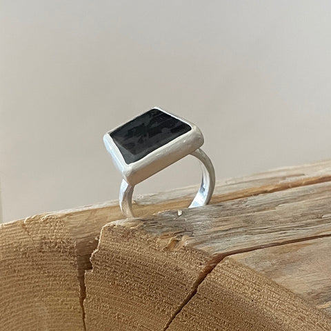 SILVER WITH BLACK ONYX RING