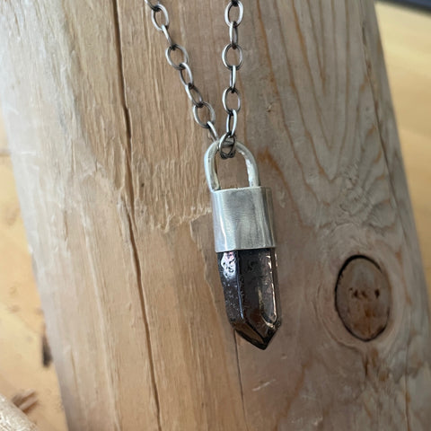 Raw smokey quartz pendant