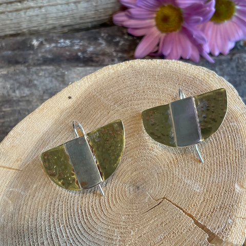 Half moon brass earrings