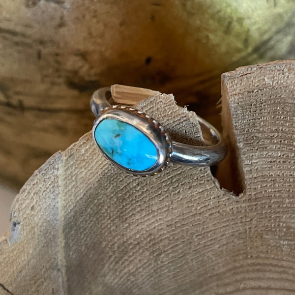 Turquoise ring with texture bezel