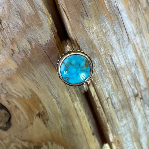 Turquoise ring with texture bezel